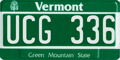 VT license plate UCG336