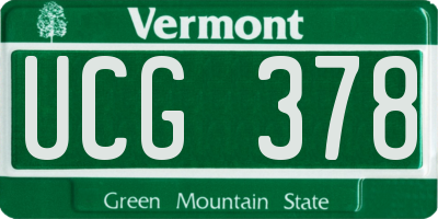 VT license plate UCG378