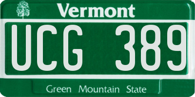 VT license plate UCG389