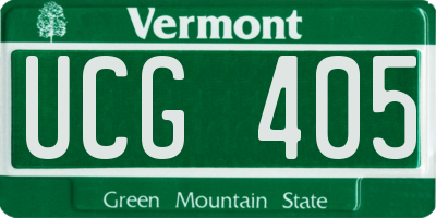 VT license plate UCG405