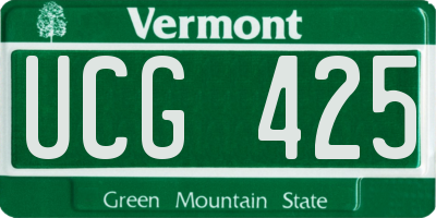 VT license plate UCG425