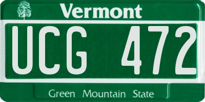 VT license plate UCG472