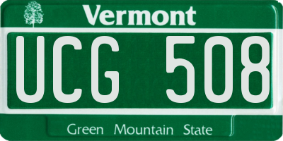 VT license plate UCG508