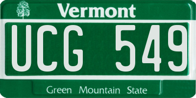 VT license plate UCG549
