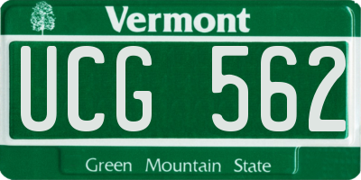 VT license plate UCG562