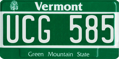 VT license plate UCG585
