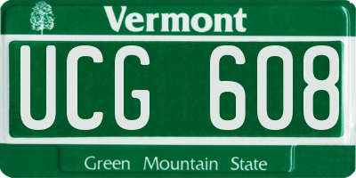 VT license plate UCG608
