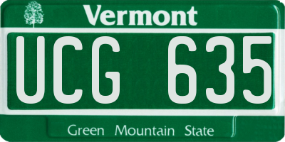 VT license plate UCG635
