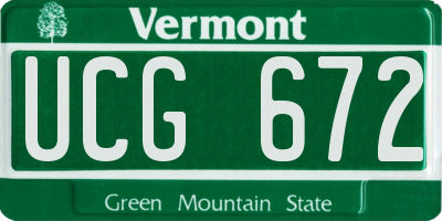 VT license plate UCG672