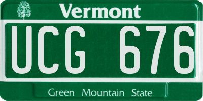 VT license plate UCG676