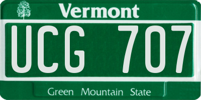 VT license plate UCG707