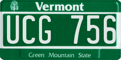 VT license plate UCG756