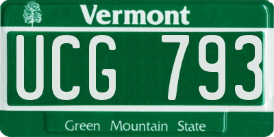 VT license plate UCG793