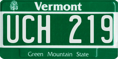 VT license plate UCH219