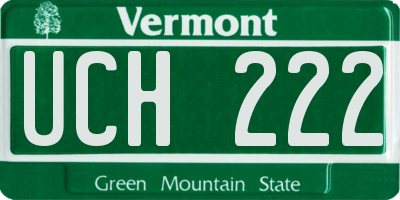 VT license plate UCH222