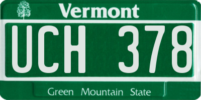VT license plate UCH378