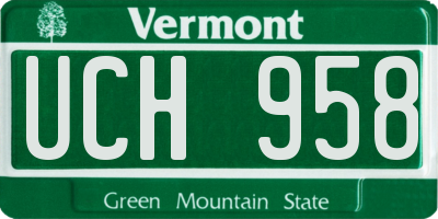VT license plate UCH958