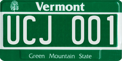 VT license plate UCJ001