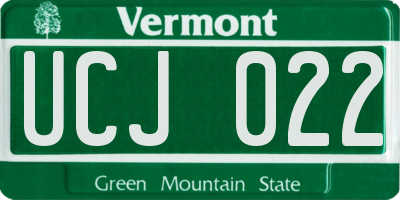 VT license plate UCJ022