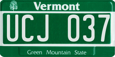 VT license plate UCJ037