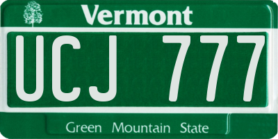 VT license plate UCJ777