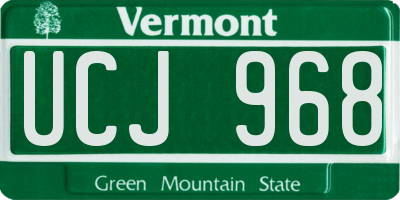 VT license plate UCJ968