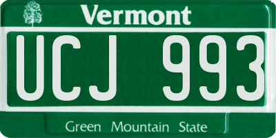 VT license plate UCJ993