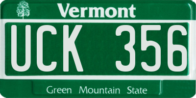 VT license plate UCK356
