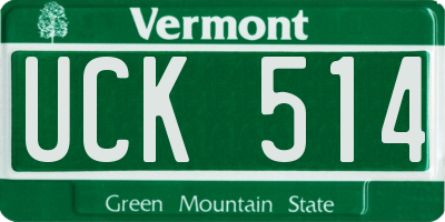 VT license plate UCK514