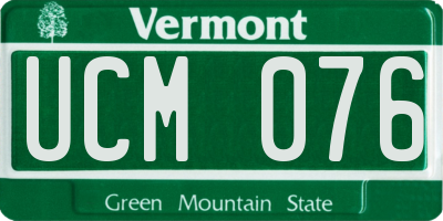 VT license plate UCM076
