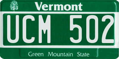 VT license plate UCM502