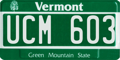VT license plate UCM603