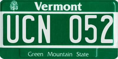 VT license plate UCN052