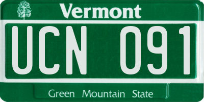 VT license plate UCN091