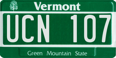 VT license plate UCN107