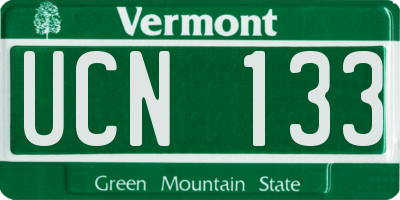 VT license plate UCN133