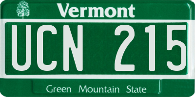 VT license plate UCN215
