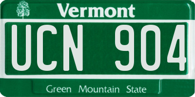 VT license plate UCN904
