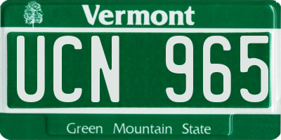 VT license plate UCN965