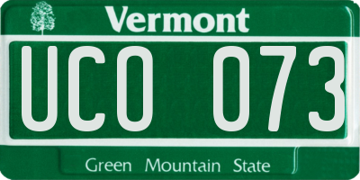 VT license plate UCO073