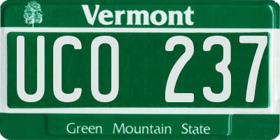 VT license plate UCO237