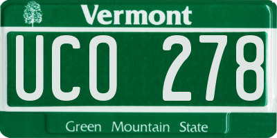 VT license plate UCO278