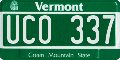 VT license plate UCO337