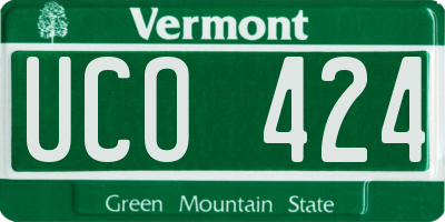 VT license plate UCO424