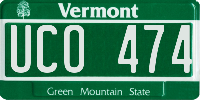 VT license plate UCO474