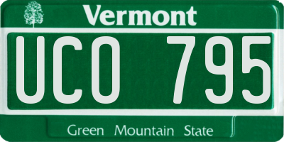 VT license plate UCO795