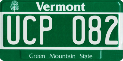 VT license plate UCP082