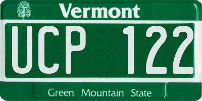 VT license plate UCP122