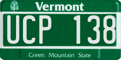 VT license plate UCP138