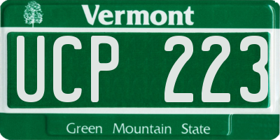 VT license plate UCP223